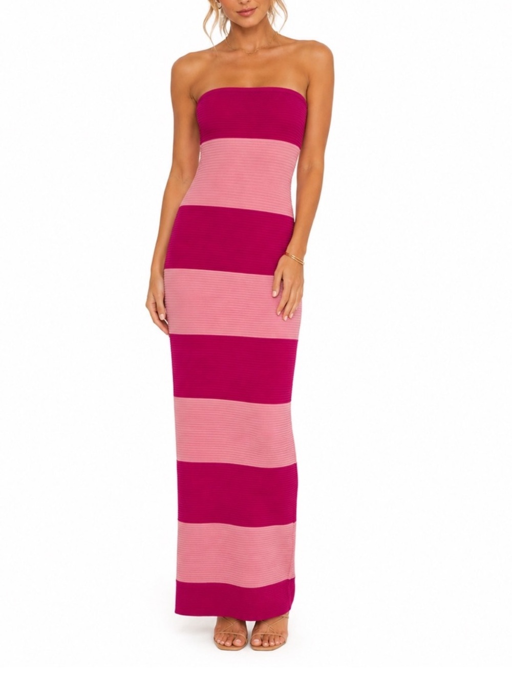 HOUSE OF HARLOW 1960 TUBE STRIPE MAXI DRESS SIZE SMALL